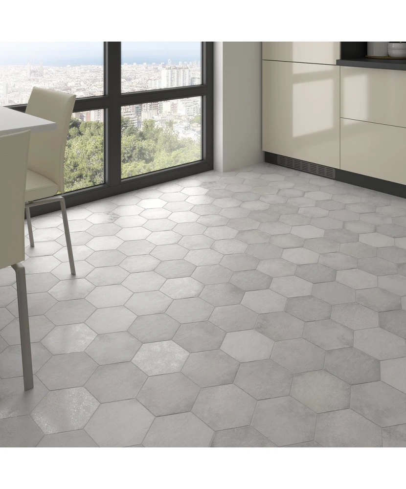 Carrelage Heritage Snow 17,5x20 cm - posé en cuisine