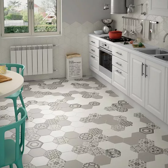 Carrelage Hexatile Grey Mat 17,5x20 cm - vue d’ambiance 2