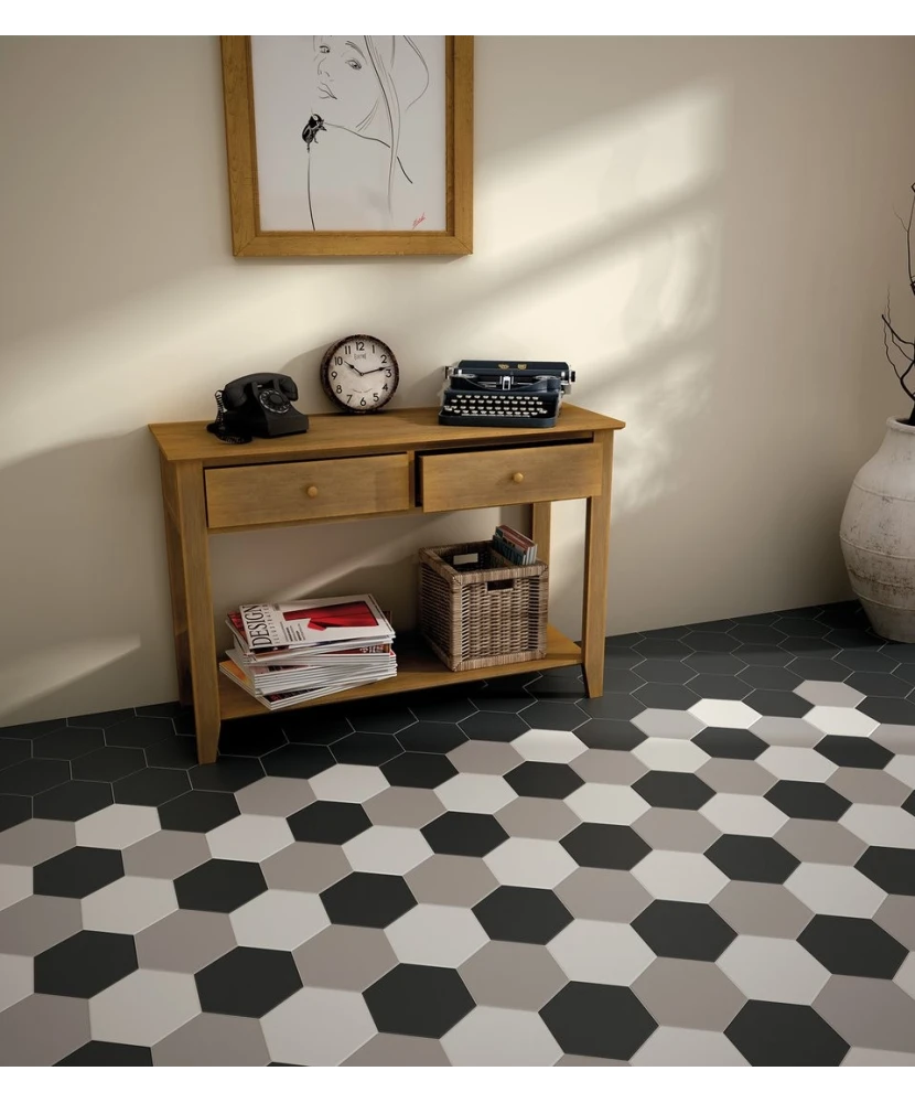 Carrelage Hexatile Grey Mat 17,5x20 cm - vue d’ambiance 3