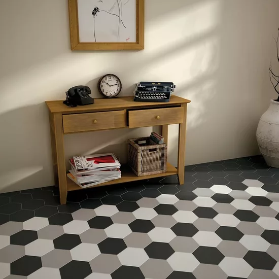 Carrelage Hexatile Grey Mat 17,5x20 cm - vue d’ambiance 3