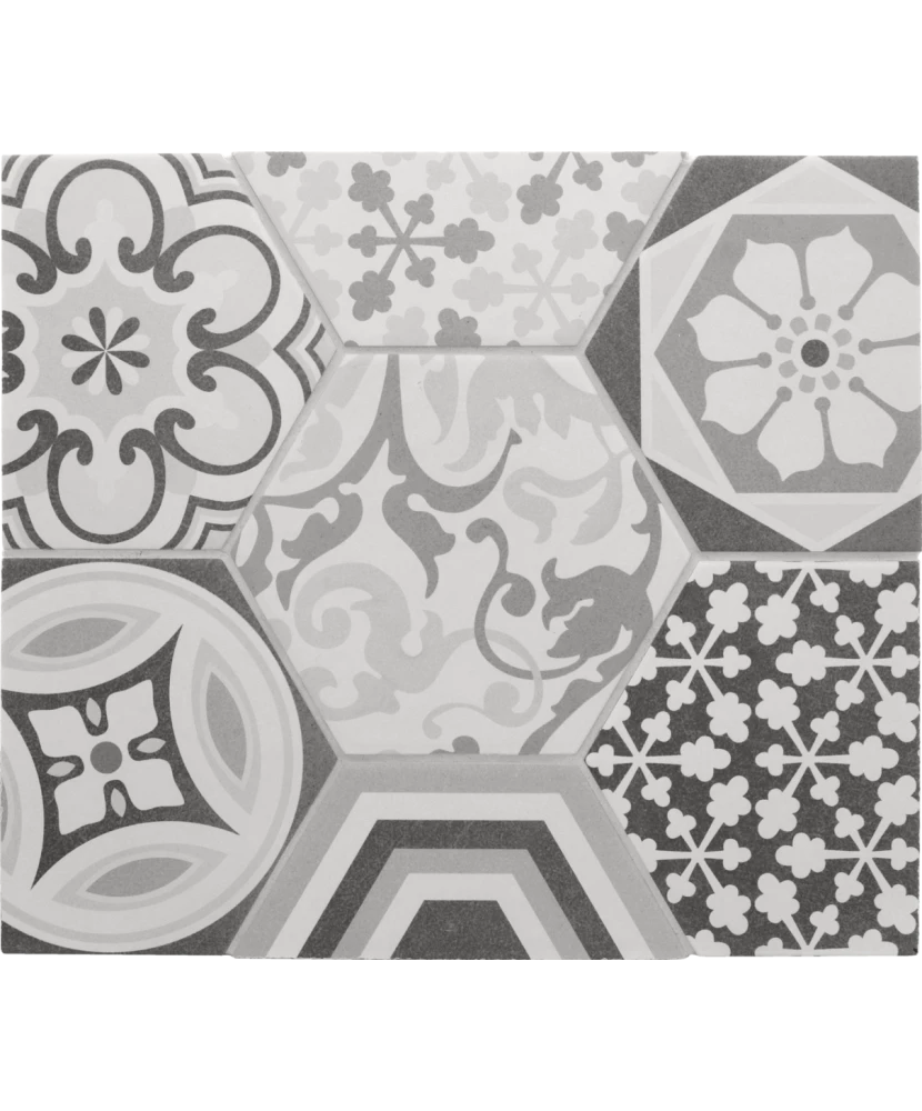 Carrelage Hexatile Harmony B&W 17,5x20 cm - détail du carreau 2