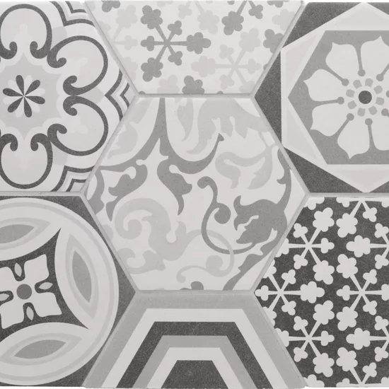 Carrelage Hexatile Harmony B&W 17,5x20 cm - détail du carreau 2