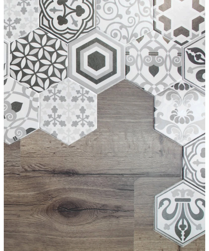 Carrelage Hexatile Harmony B&W 17,5x20 cm - vue d’ambiance