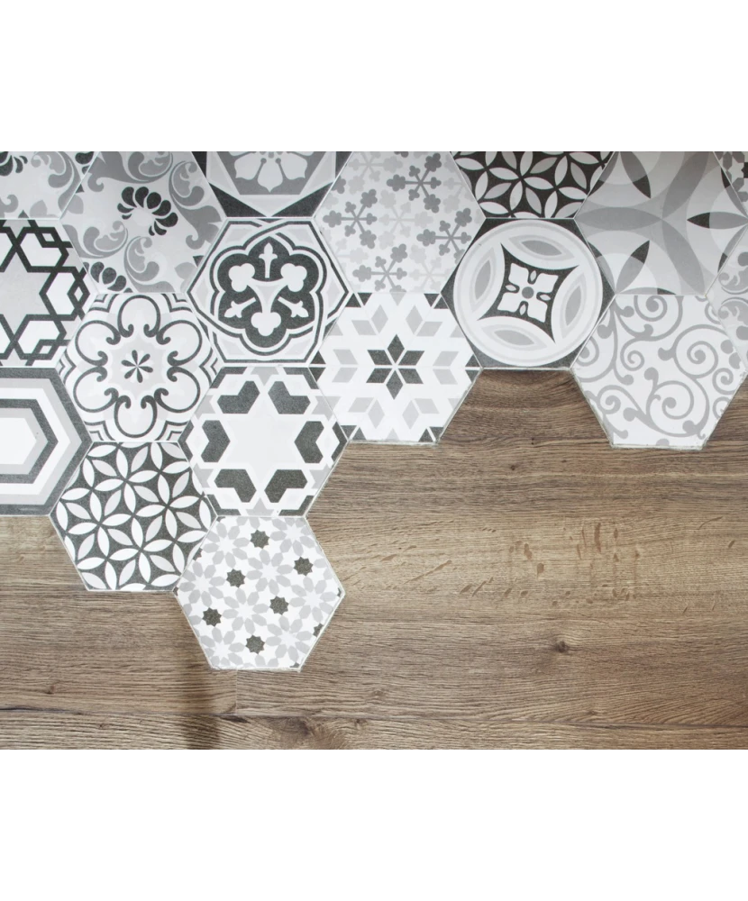 Carrelage Hexatile Harmony B&W 17,5x20 cm - vue d’ambiance 2