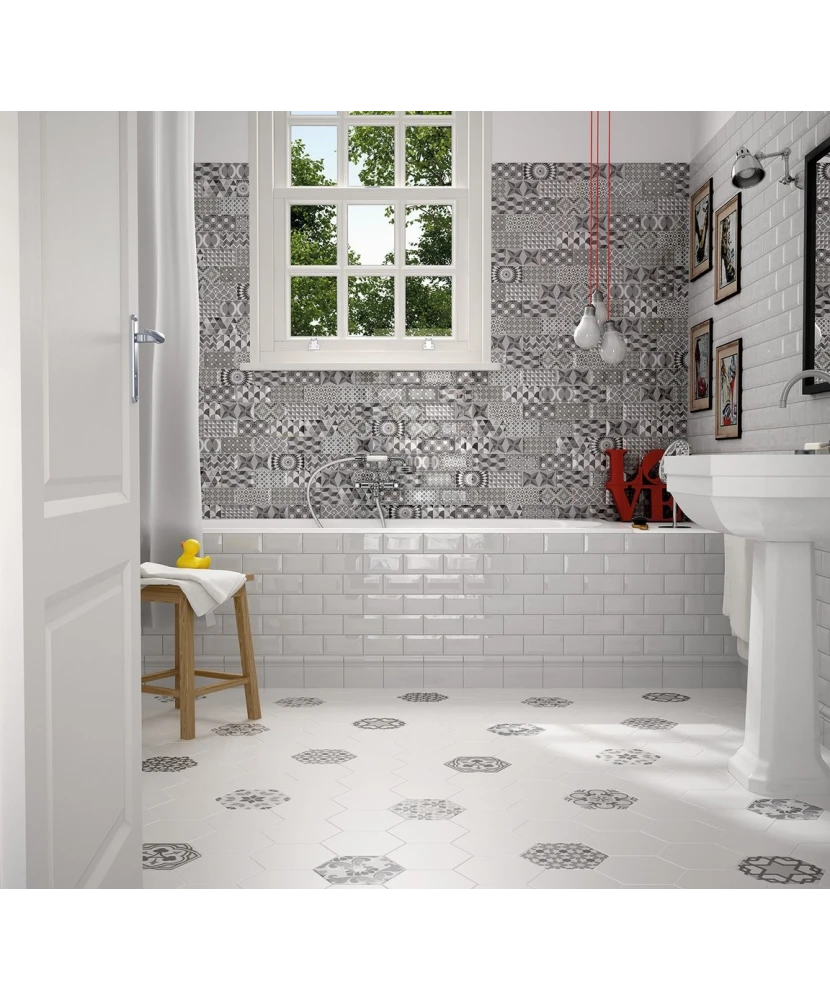 Carrelage Hexatile Harmony B&W 17,5x20 cm - vue d’ambiance 3