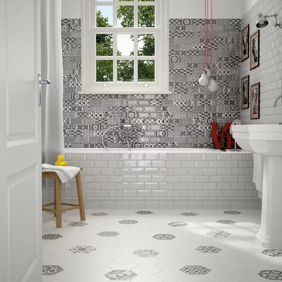 Carrelage Hexatile Harmony B&W 17,5x20 cm - vue d’ambiance 3