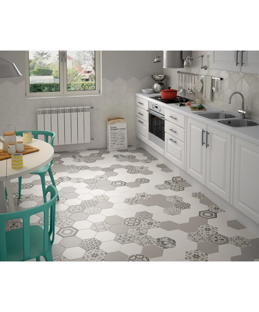 Carrelage Hexatile Harmony B&W 17,5x20 cm - vue d’ambiance 6