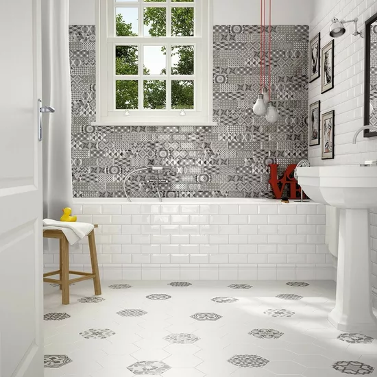 Carrelage Hexatile Harmony B&W 17,5x20 cm - vue d’ambiance 7