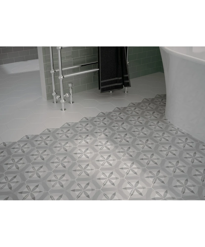 Carrelage Hexatile Nature B&W 17,5x20 cm - vue d’ambiance 3