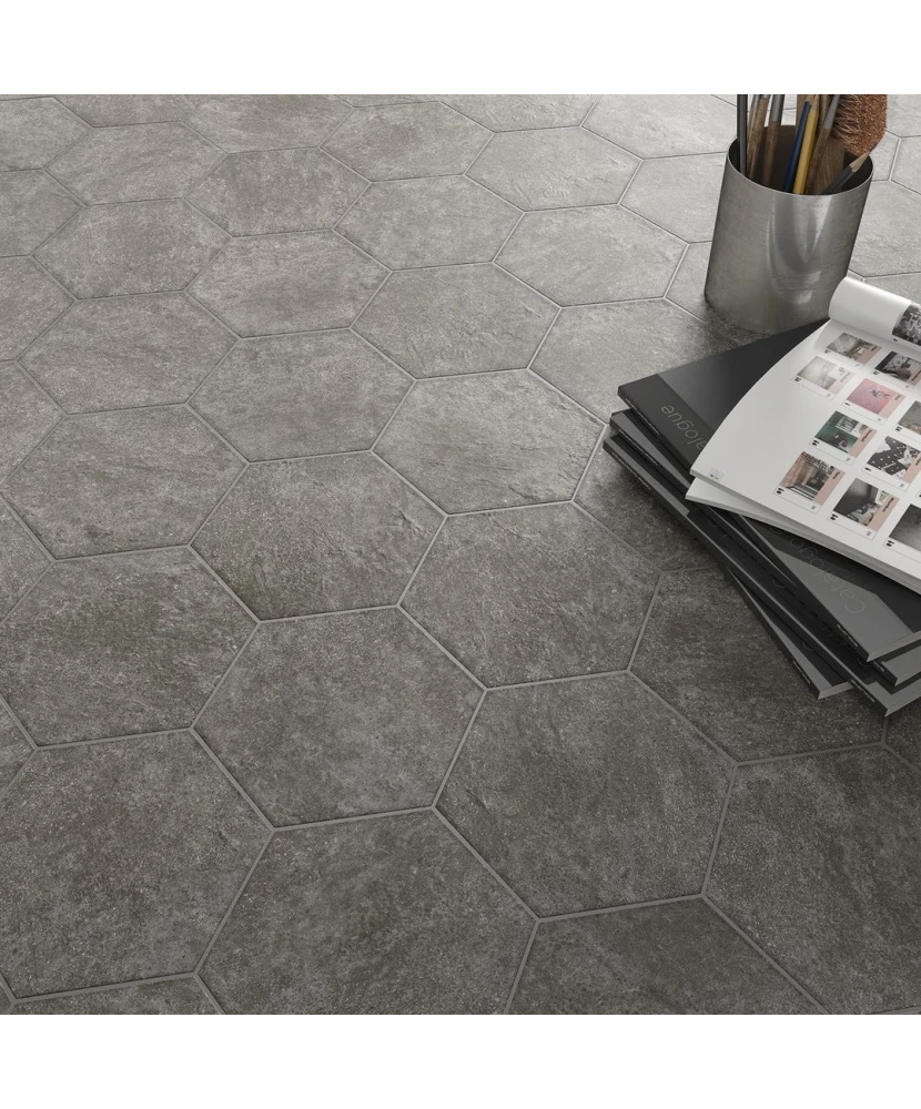 Carrelage Hexatile Cement Black 17,5x20 cm - vue d’ambiance 2