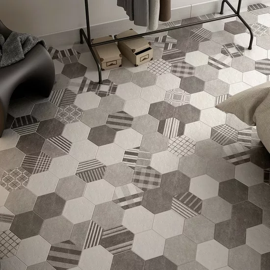 Carrelage Hexatile Cement Black 17,5x20 cm - vue d’ambiance 3
