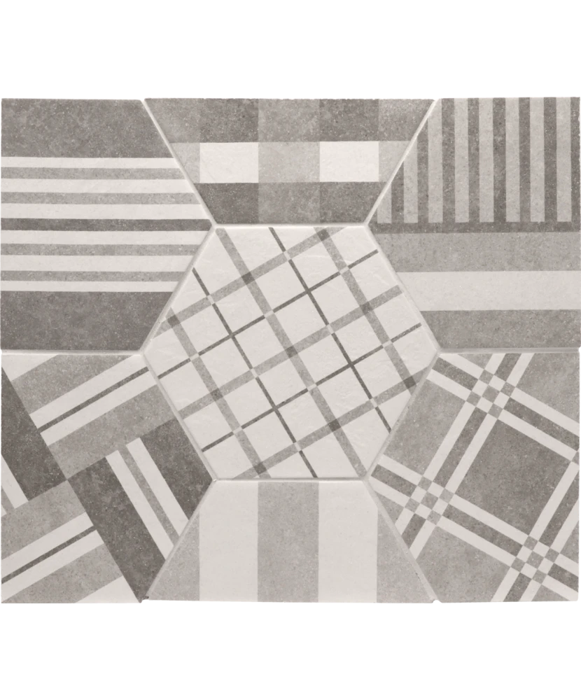 Carrelage Hexatile Cement Geo Grey 17,5x20 cm - détail du carreau 2