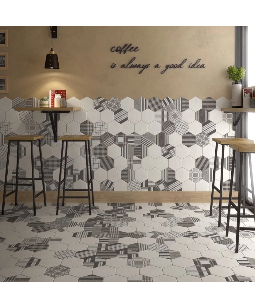 Carrelage Hexatile Cement Geo Grey 17,5x20 cm - vue d’ambiance