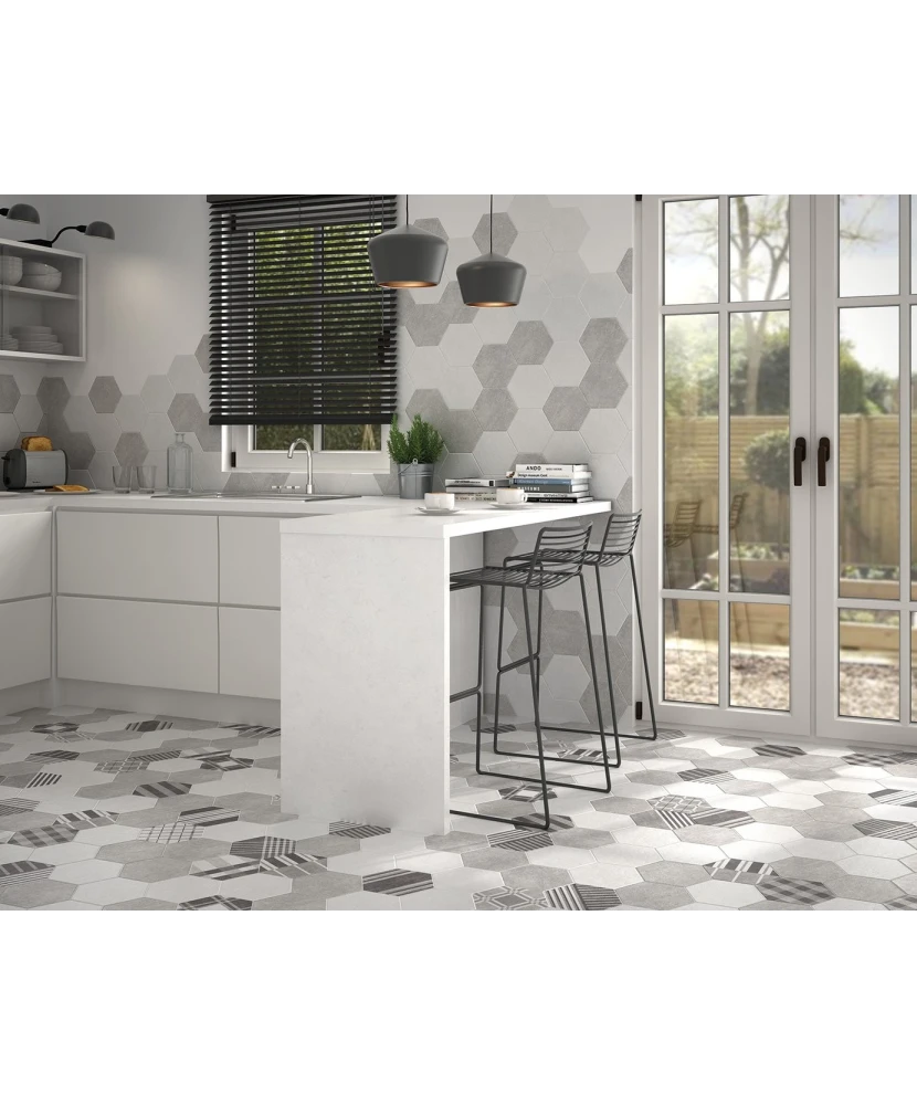 Carrelage Hexatile Cement Grey 17,5x20 cm - vue d’ambiance 2