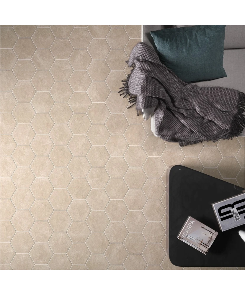 Carrelage Hexatile Cement Mink 17,5x20 cm - vue d’ambiance