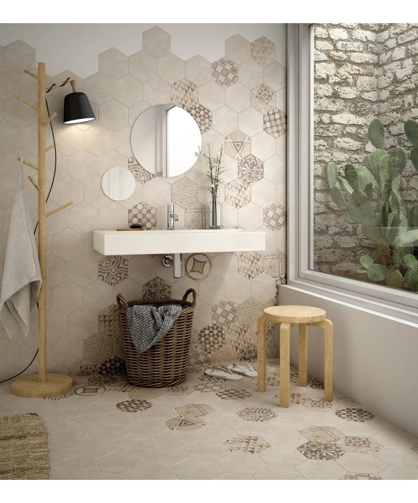 Carrelage Hexatile Cement Sand 17,5x20 cm - vue d’ambiance