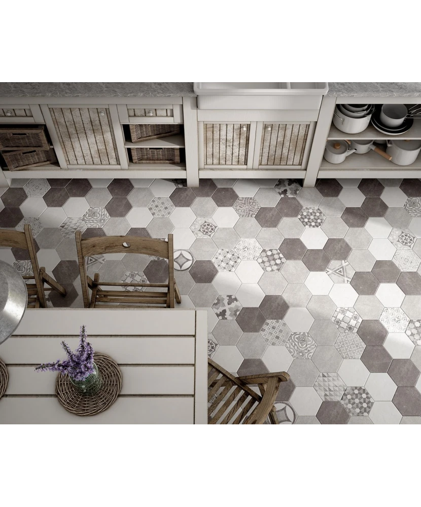 Carrelage Hexatile Cement White 17,5x20 cm - vue d’ambiance