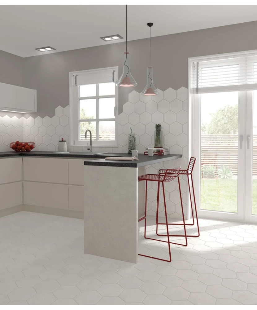 Carrelage Hexatile Cement White 17,5x20 cm - vue d’ambiance 3