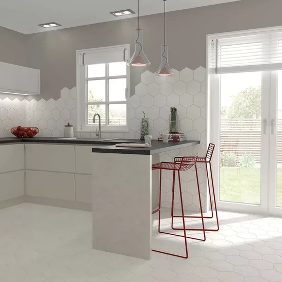 Carrelage Hexatile Cement White 17,5x20 cm - vue d’ambiance 3