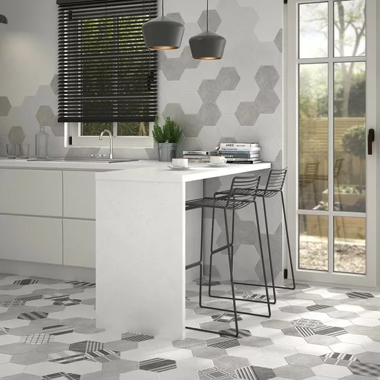 Carrelage Hexatile Cement White 17,5x20 cm - vue d’ambiance 6