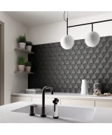 Carrelage Tirol Black Mat 10,8x12,4 cm - posé en cuisine