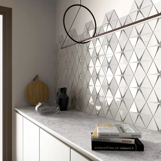 Carrelage Tirol Light Grey 10,8x12,4 cm - posé en cuisine