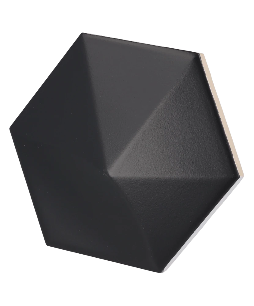 Carrelage Oberland Black Mat 12,4x10,7 cm - vue latérale du carreau