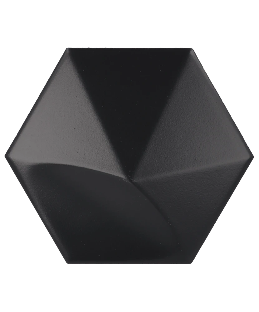 Carrelage Oberland Black Mat 12,4x10,7 cm - vue de face du carreau