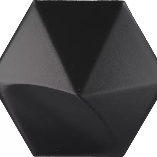 Carrelage Oberland Black Mat 12,4x10,7 cm - vue de face du carreau