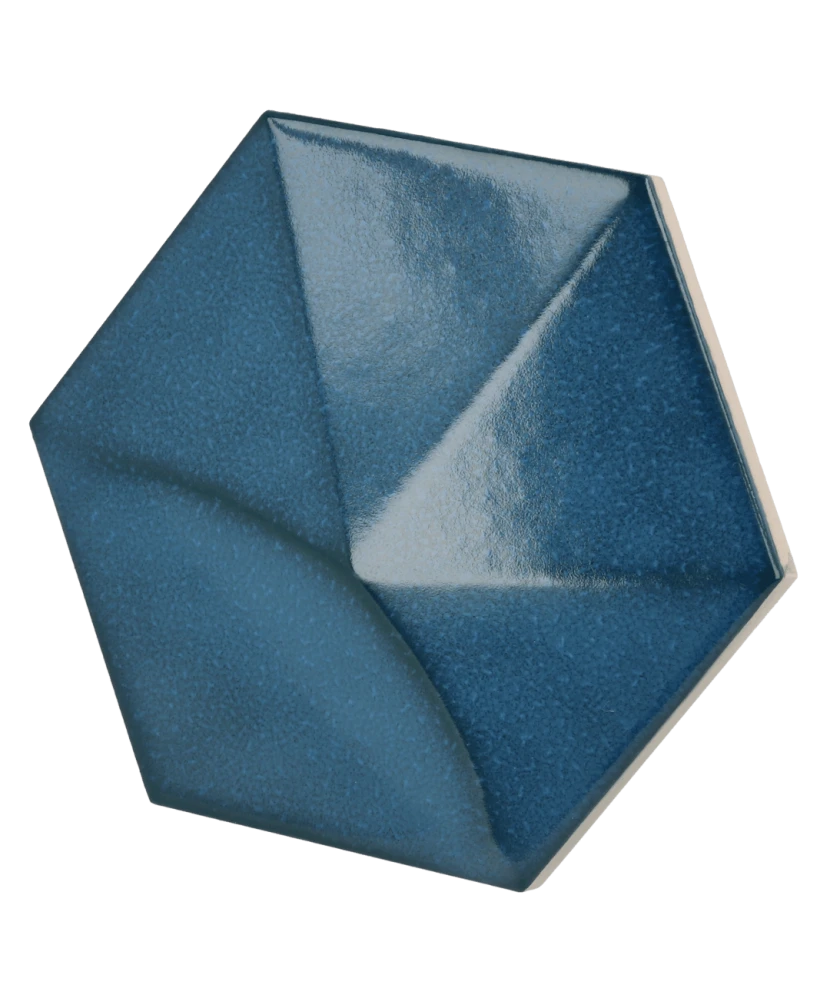Carrelage Oberland Electric Blue 12,4x10,7 cm - vue latérale du carreau