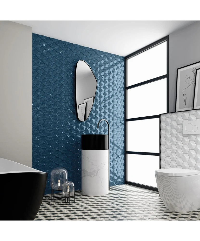 Carrelage Oberland White 12,4x10,7 cm - posé en salle de bain 2