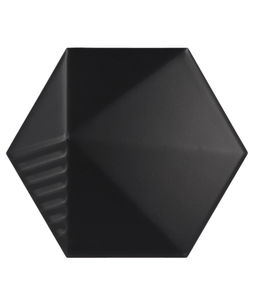 Carrelage Umbrella Black Mat 12,4x10,7 cm - vue de face du carreau