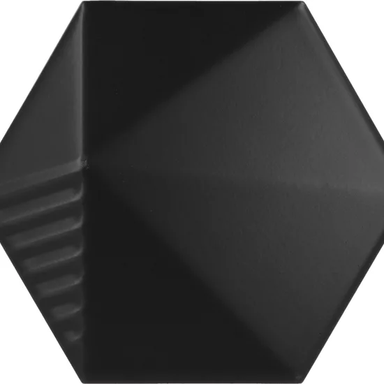 Carrelage Umbrella Black Mat 12,4x10,7 cm - vue de face du carreau