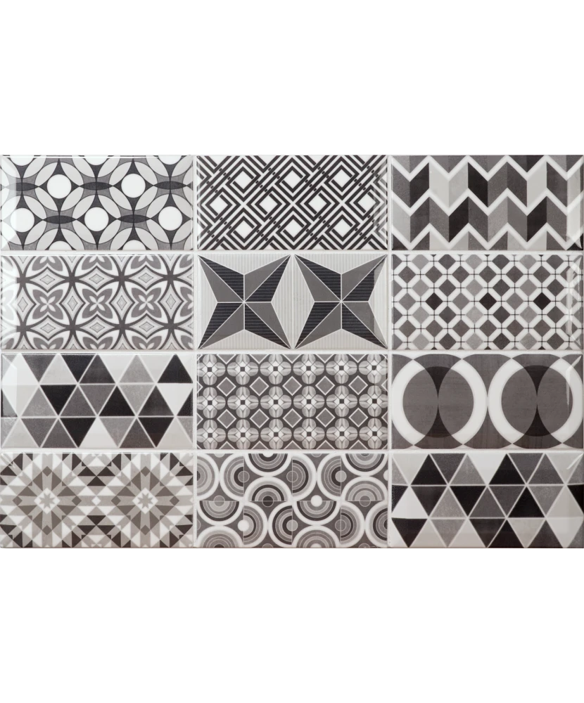Carrelage Metro Patchwork B&W 7,5x15 cm - détail du carreau 2