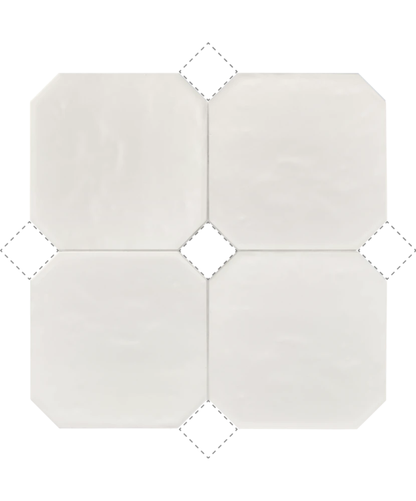 Carrelage Octagon Blanco Mate 20x20 cm - détail du carreau 2