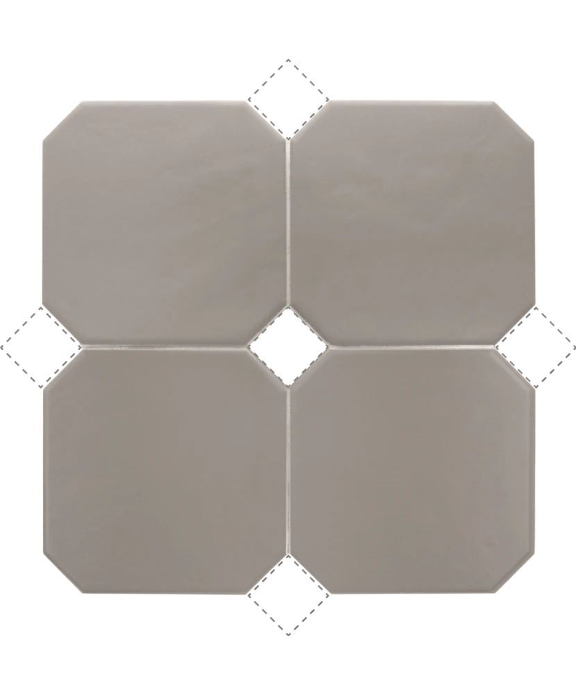 Carrelage Octagon Gris Mate 20x20 cm - détail du carreau 2