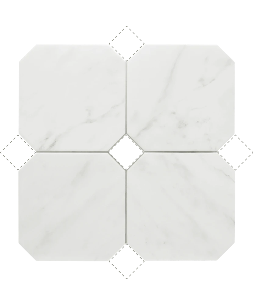 Carrelage Octagon Marmol Blanco 20x20 cm - détail du carreau 2