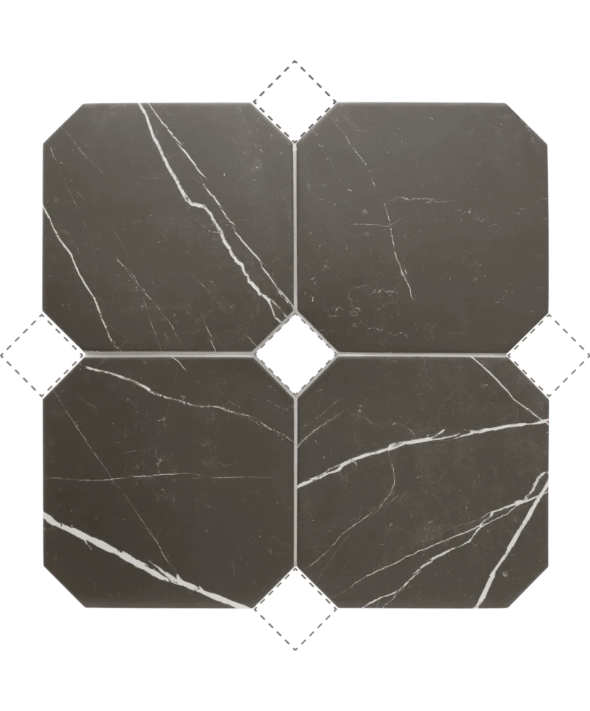 Carrelage Octagon Marmol Negro 20x20 cm - détail du carreau 2