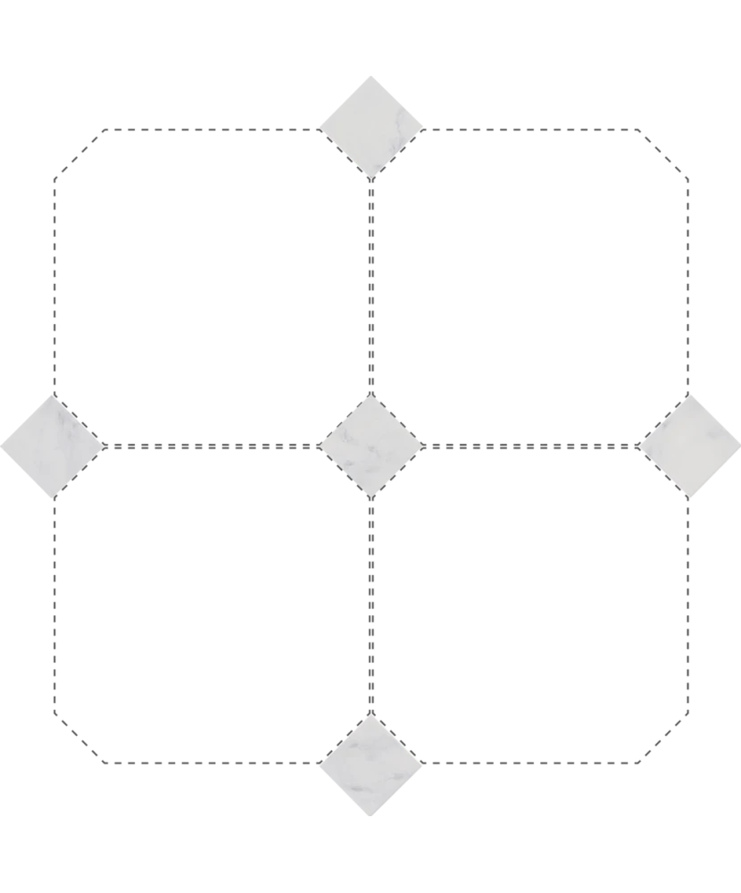Carrelage Taco Marmol Blanco 4,6x4,6 cm - détail du carreau 2