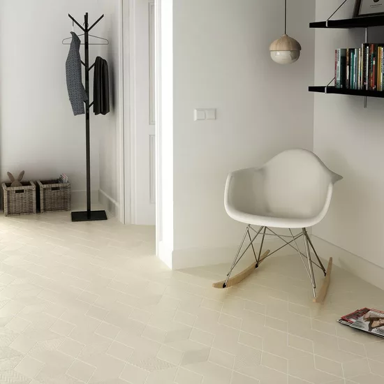 Carrelage Rhombus Cream Mat 14x24 cm - vue d’ambiance 2