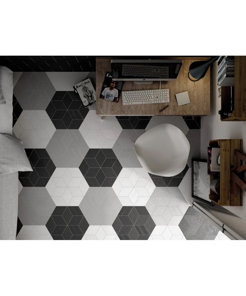 Carrelage Rhombus Dark Grey Mat 14x24 cm - vue d’ambiance