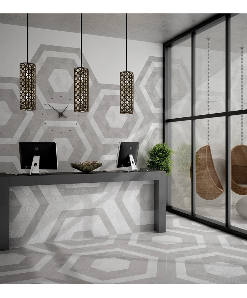 Carrelage Rhombus Light Grey Mat 14x24 cm - vue d’ambiance