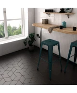Carrelage Rhombus Smooth Black Mat 14x24 cm - vue d’ambiance