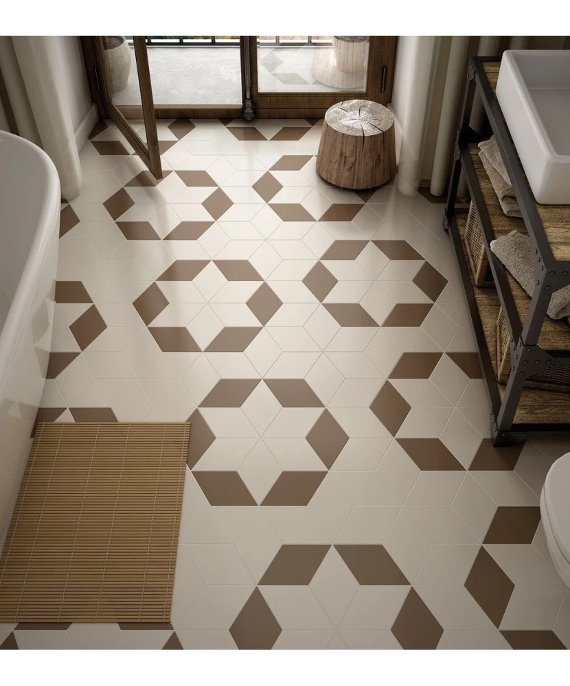 Carrelage Rhombus Smooth Taupe Mat 14x24 cm - vue d’ambiance