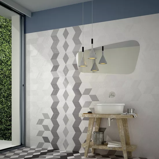 Carrelage Rhombus White Mat 14x24 cm - vue d’ambiance 2