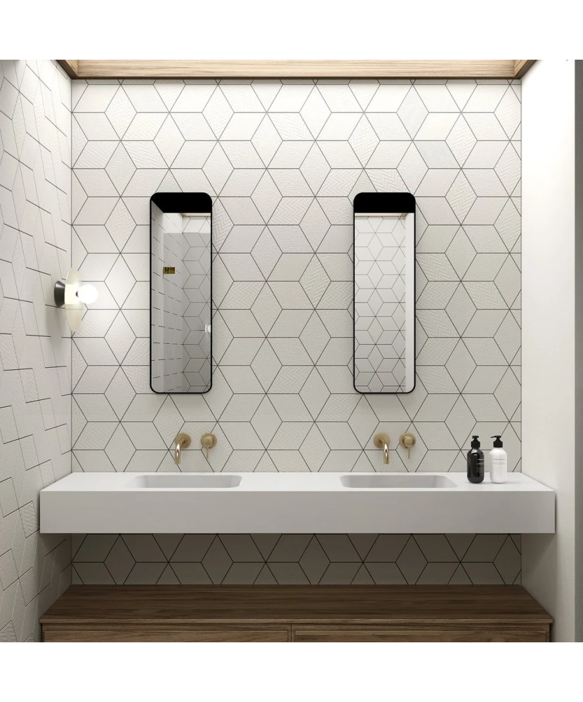 Carrelage Rhombus White Mat 14x24 cm - vue d’ambiance 3