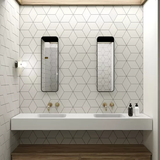 Carrelage Rhombus White Mat 14x24 cm - vue d’ambiance 3