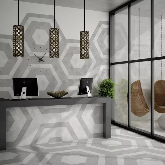 Carrelage Rhombus White Mat 14x24 cm - vue d’ambiance 4