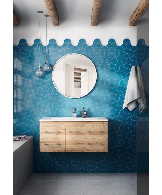 Scale Fan Electric Blue 10.6x12 cm - carrelage NAIS - image 3