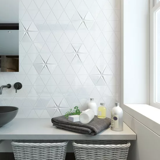 Carrelage Scale Triangolo White 10,8x12,4 cm - vue d’ambiance 5
